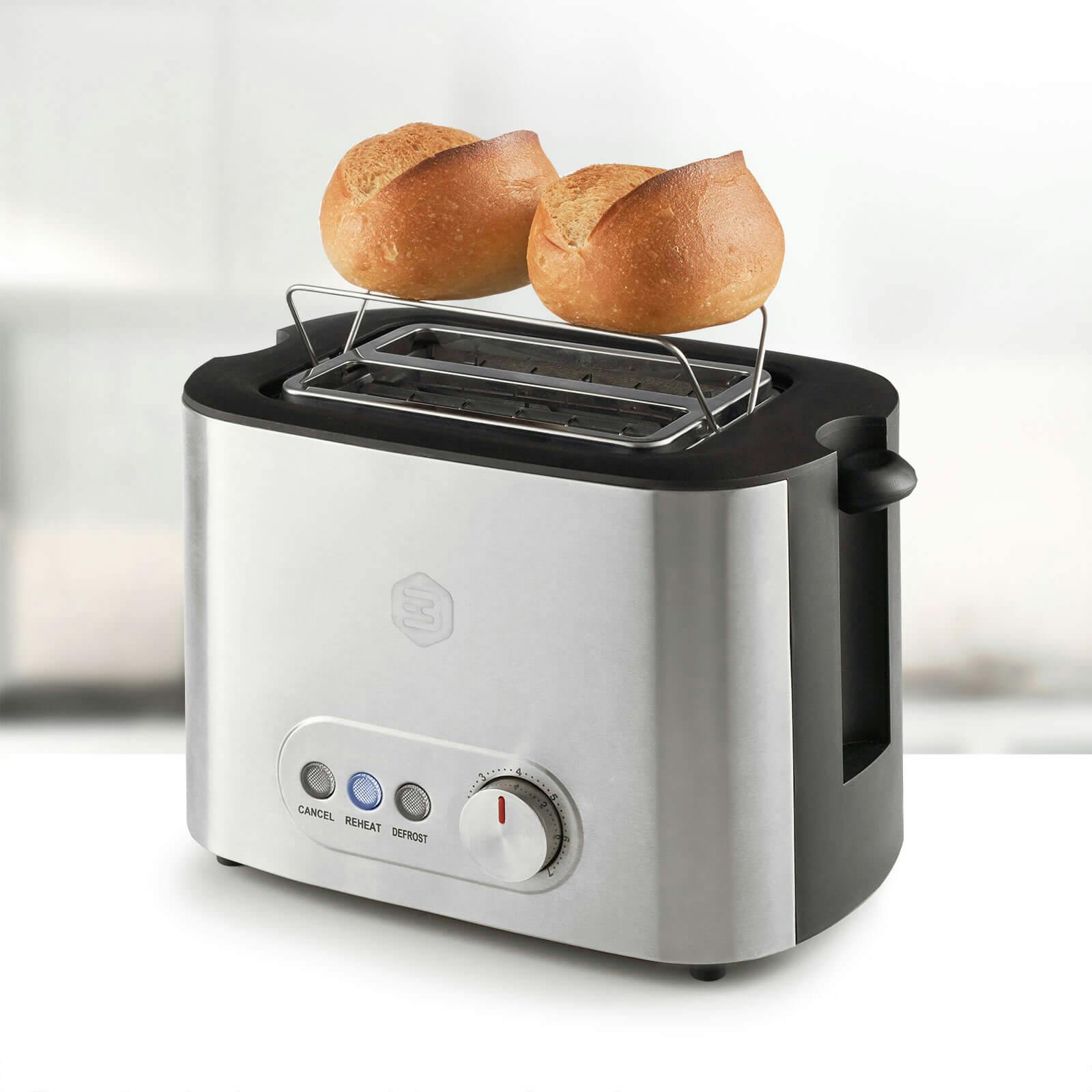 Edelstahl Toaster für 4 Scheiben Sandwich Toastbrot rösten 
