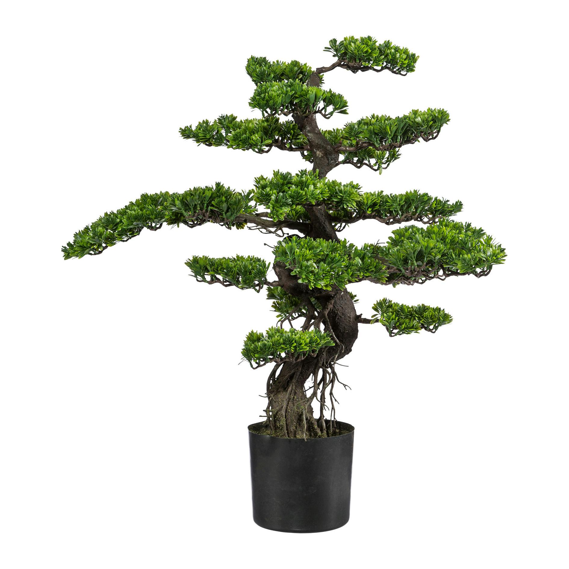 CREATIV green künstliche Pflanze Bonsai, | Marktplatz Topf Kunststoff, grün, schwarz im 19x17cm ca 90cm, METRO