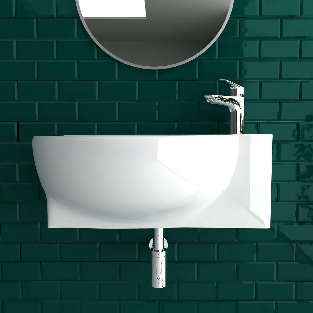Alpenberger Waschbecken Gäste WC  Sanitärkeramik mit Überlauf weiß Wandhängend 