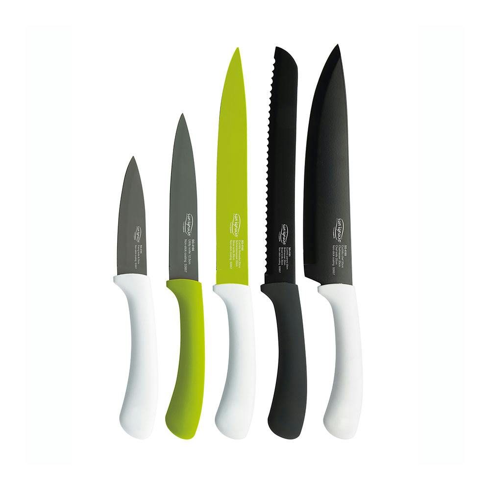 Axer Juego de Cuchillos de Cocina Negra - 6 Piezas Set Cuchillos Cocina  Profesional - Set de Cuchillos Inox - Juego Cuchillos Para Chef - Knife Set