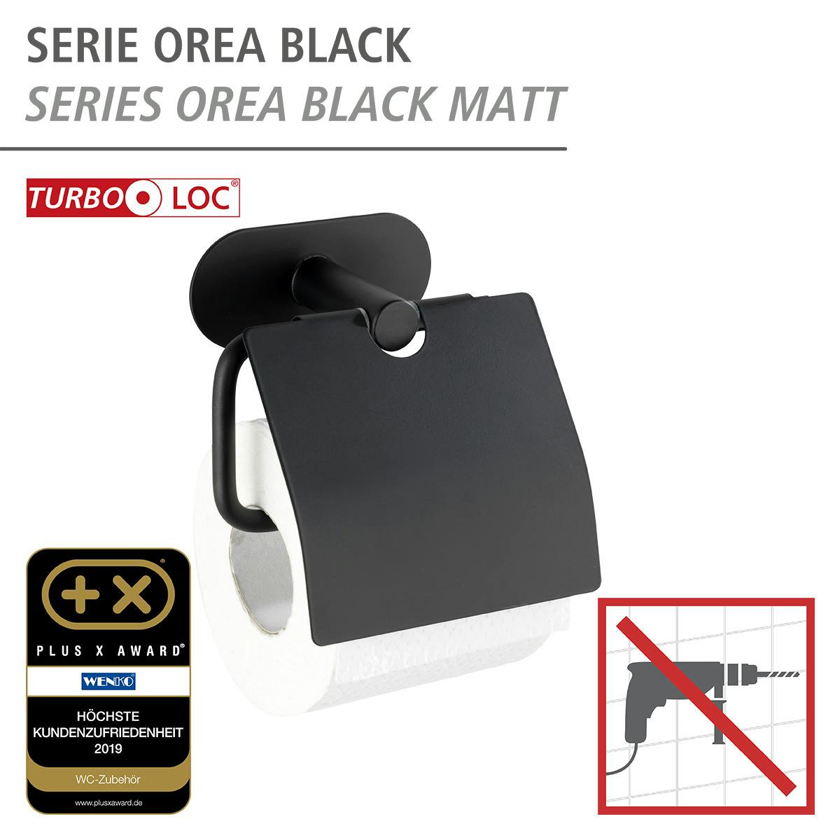 | Orea Turbo-Loc® Toilettenpapierhalter Black M. Marktplatz WENKO METRO Deckel mit