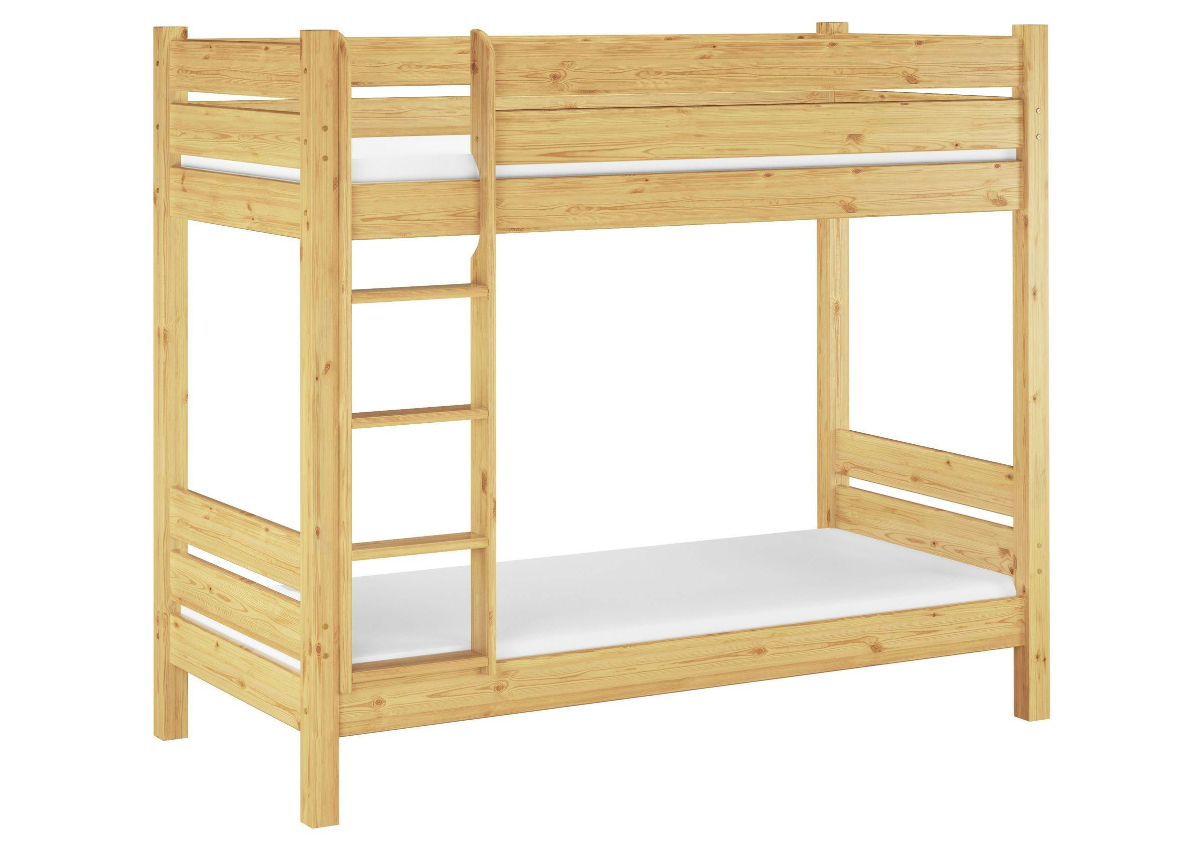 Stockbett mit Überlänge 100x220 Rollrost Matratze Massivholz natur