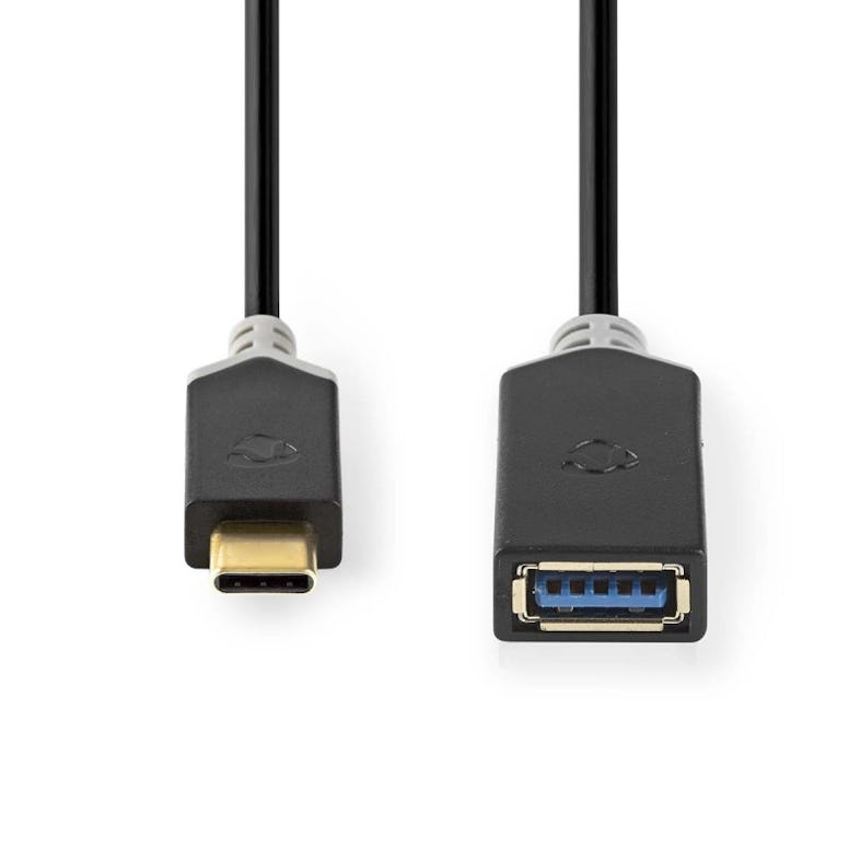 Cable Adaptateur - USB C - USB femelle - 0.15m - noir