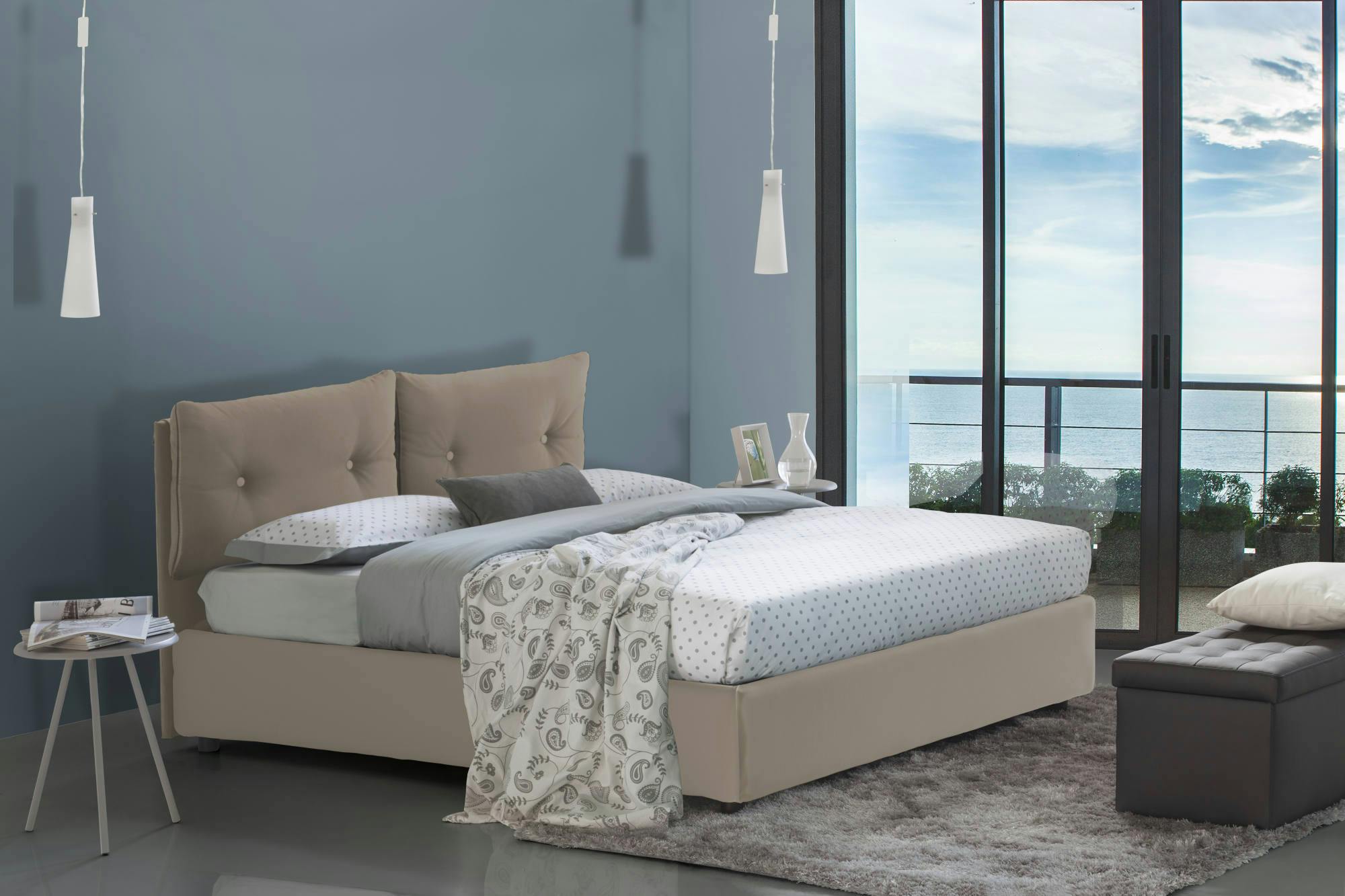 Dmora Letto singolo Marianna, Letto contenitore con rivestimento in  ecopelle, 100% Made in Italy, con materasso Cm 80x190 incluso, Bianco