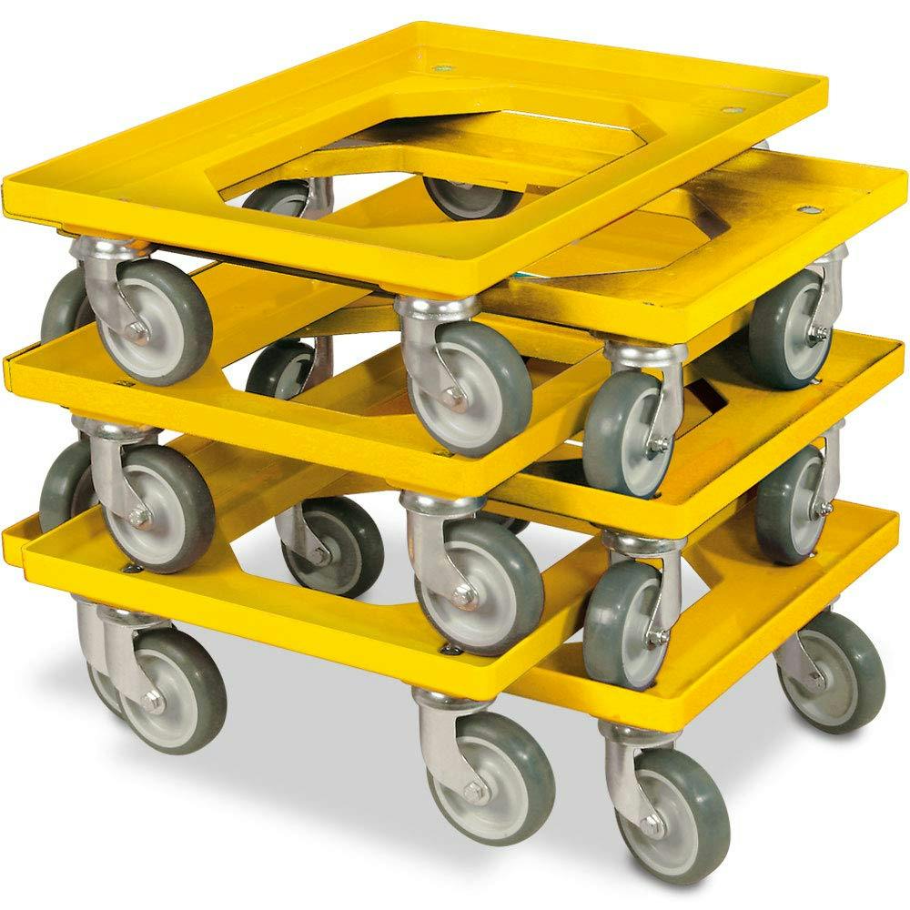 6x Transportroller für Behälter 600 x 400 mm Tragkraft 250 kg gelb 