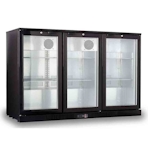 METRO Professional Barkühlschrank GBC3003, Aluminium/Glas, 135 x 53 x 86.5 cm, 308 L, Luftkühlung, 160 W, mit Schloß, 3 Türen, schwarz
