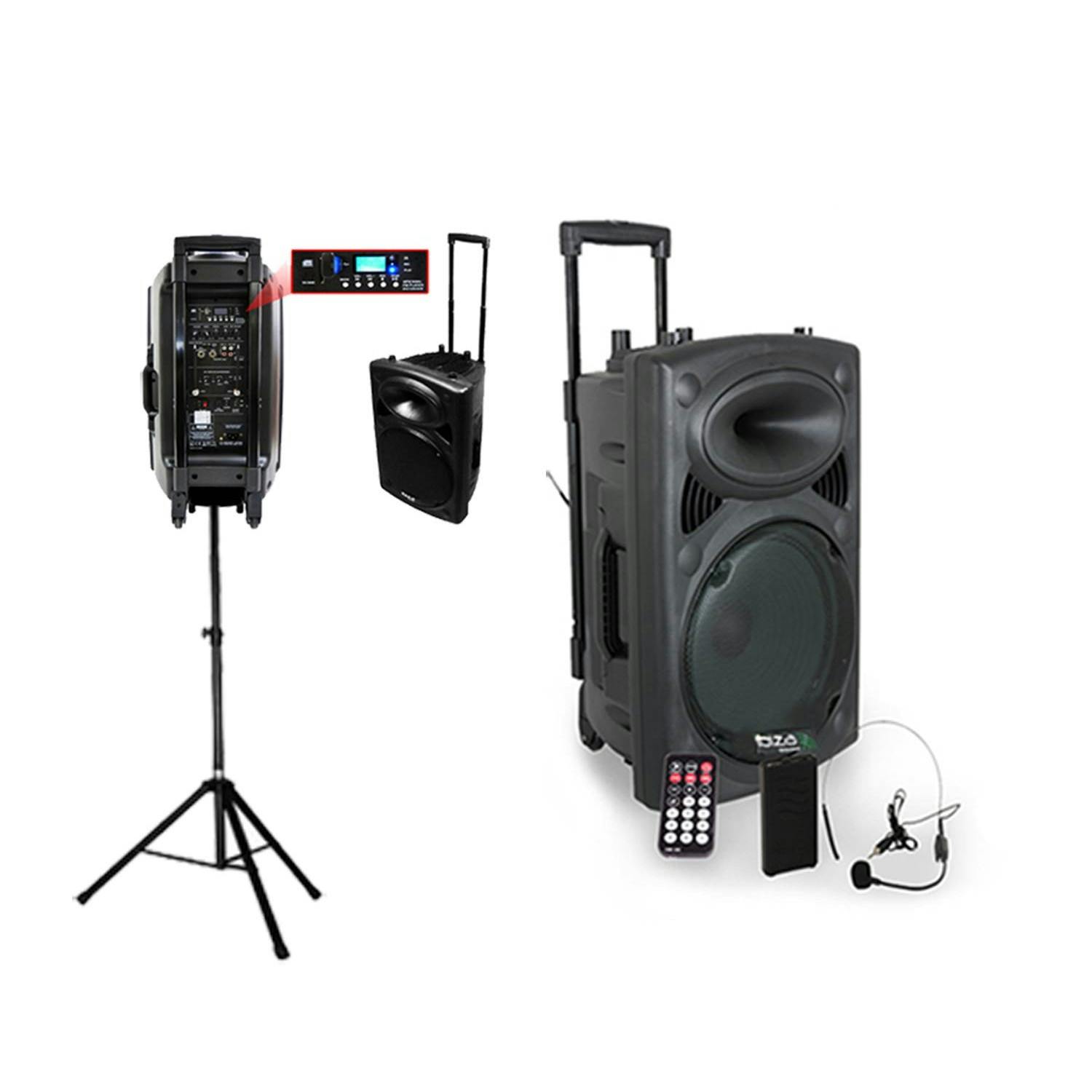 Enceinte sans fil Ibiza Sound PORT15UHF-BT - Système portable autonome USB  / Vox / Bluetooth - 2 micros UHF
