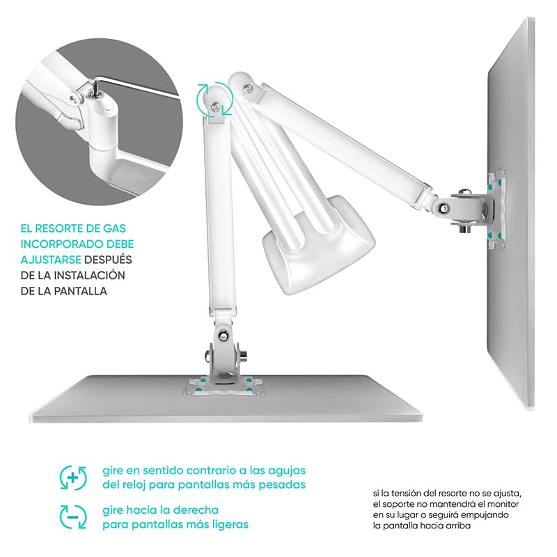 ONKRON Soporte de mesa para Monitor 13 - 32 con resorte de gas, carg