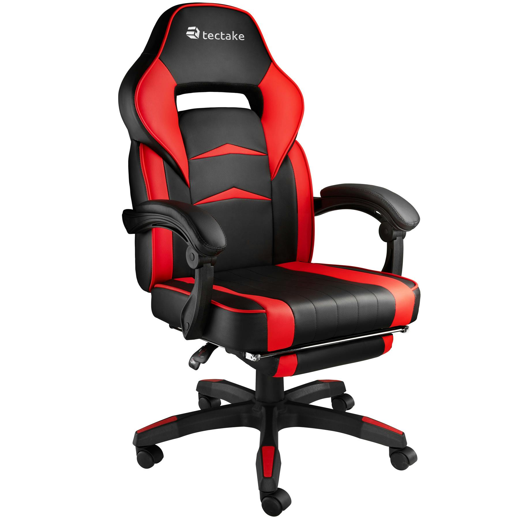 tectake bureaustoel Comodo met voetsteun - zwart / rood - 404742 | Webshop