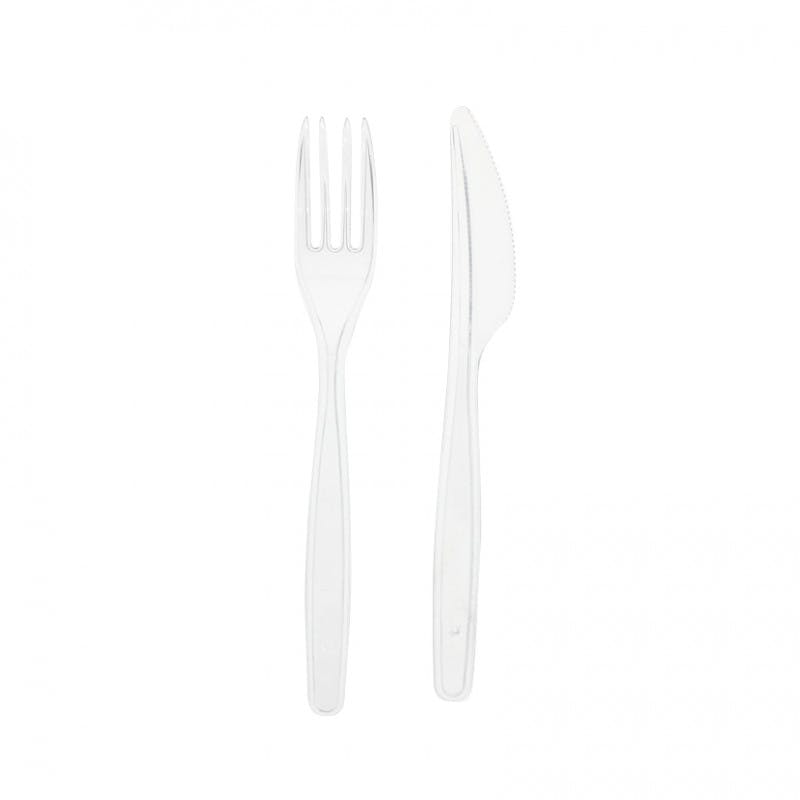 Set cubiertos PS blanco (tenedor, cuchillo y servilleta)