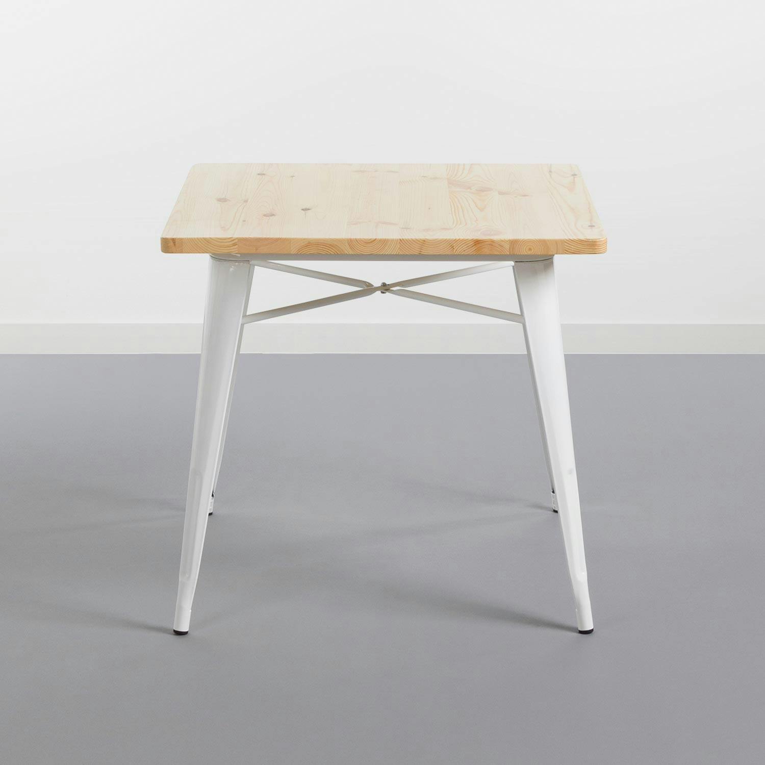 Tavolo da pranzo quadrato in ferro e legno bianco 80x80x74 cm Thinia Home