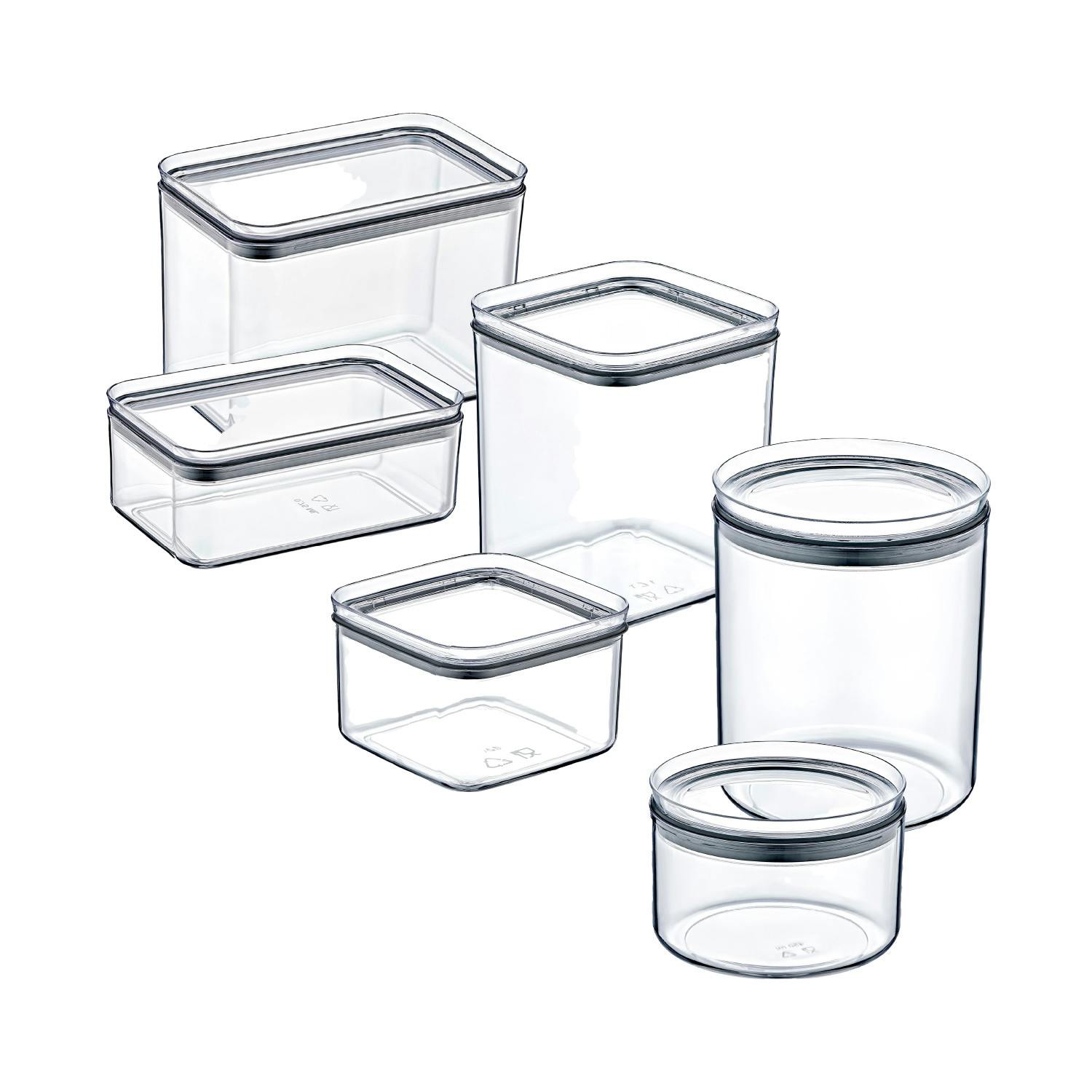 Set di 3 contenitori per alimenti ermetici piccoli, medi e grandi, di forma  quadrata 7house