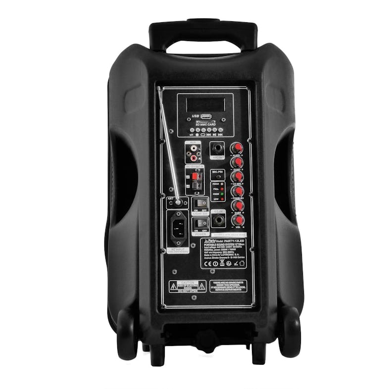 Enceinte karaoké sur batterie PARTY7 à LEDs RVB 300W USB/BT/FM + 2 MICRO +  Ampoule Mini DIAMS RVB