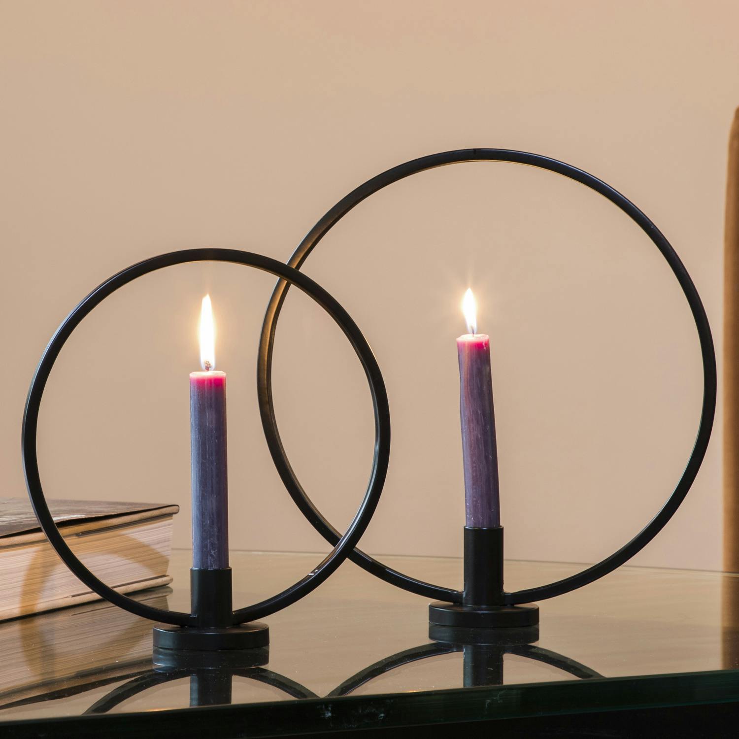 Stabkerzenhalter Ring schwarz 2er Set Kerzenständer Kerzenhalter Marktplatz METRO | Ringform