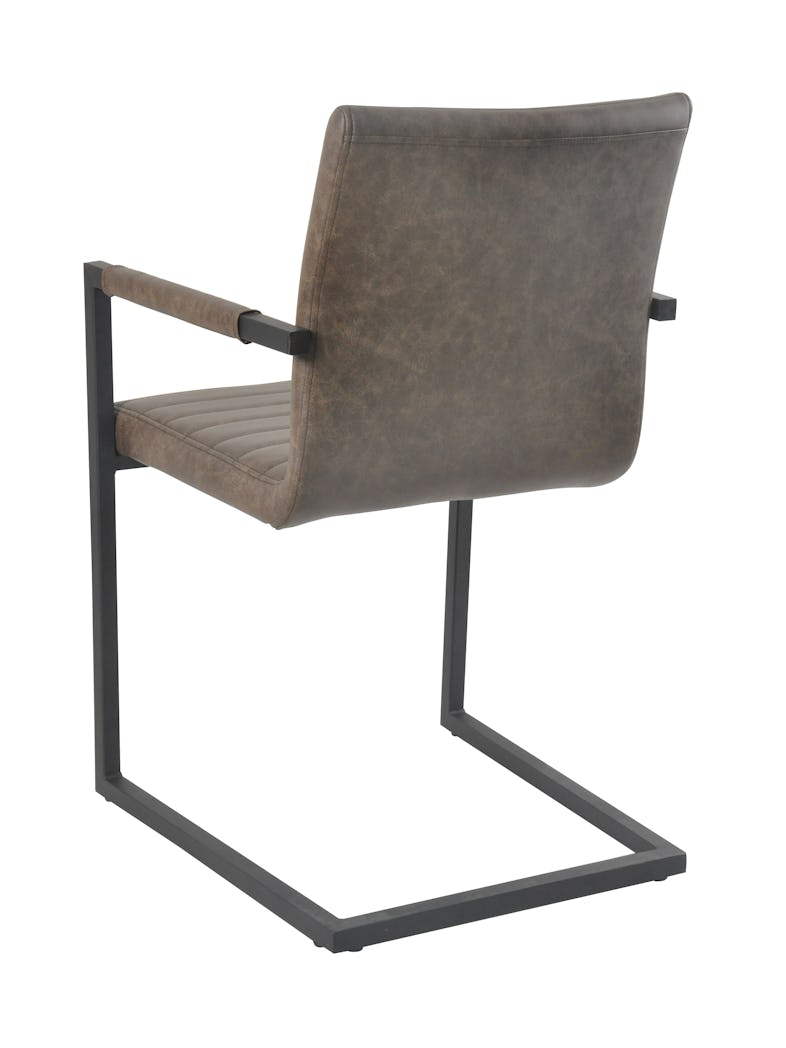 SalesFever Freischwinger Stuhl 2er Set |Bezug Kunstleder | Gestell Metall  schwarz lackiert | Quersteppung | B 55 x T 58 x H 89 cm | dunkelbraun |  METRO Marktplatz