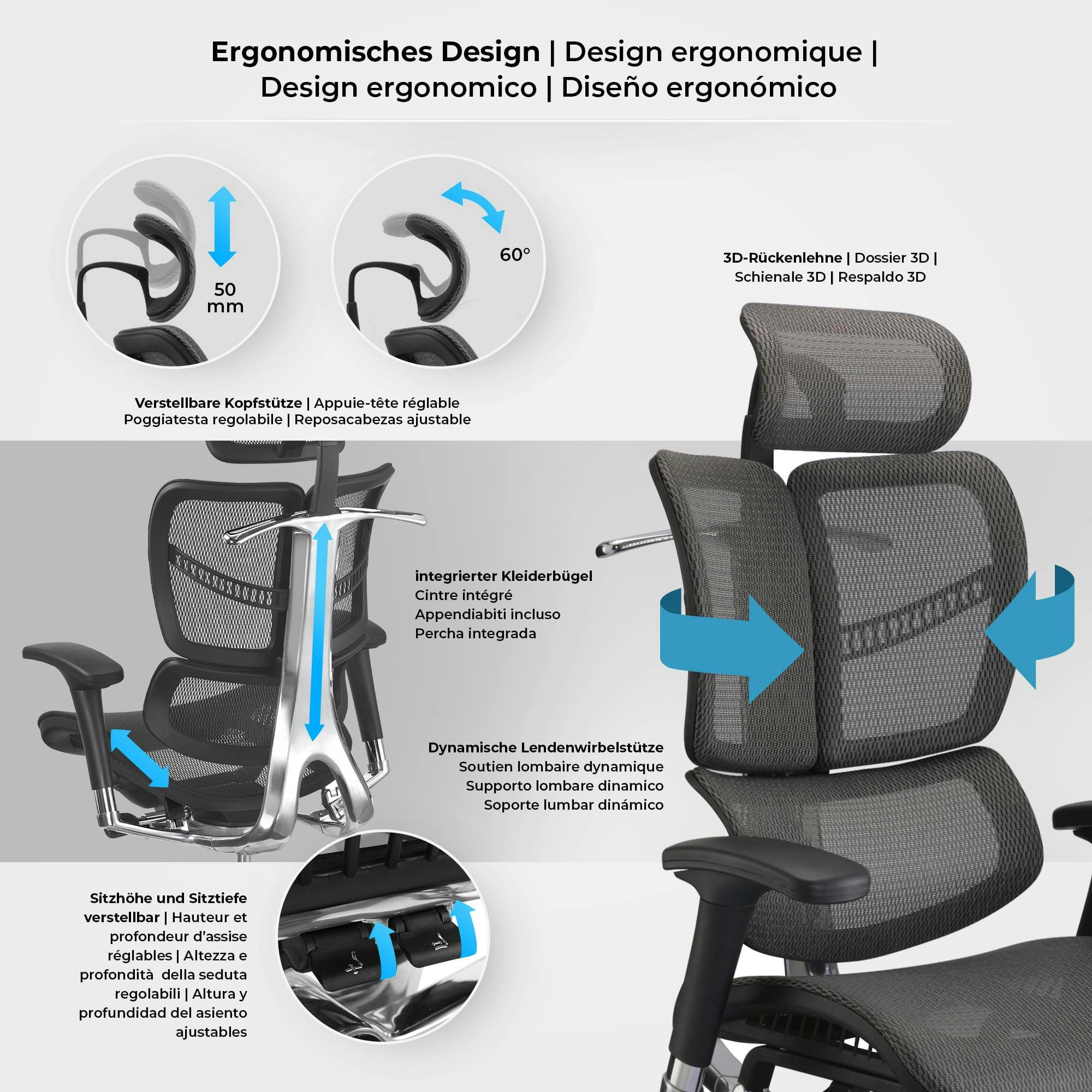 Sedia Da Ufficio Presidenziale Norfolk Ergonomica Poggiatesta Con