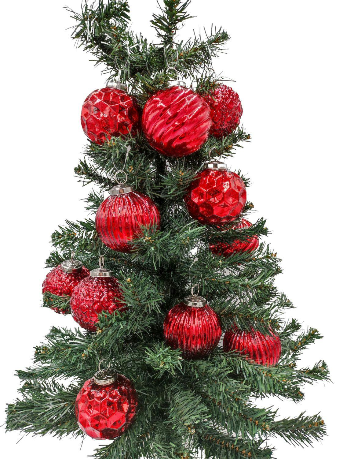 GlasWeihnachtsbaumkugeln rot 12erSet 8cm Christbaumschmuck