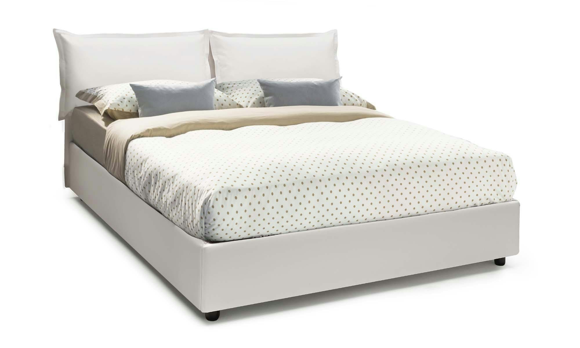 Dmora Letto matrimoniale Lisa, Letto contenitore con rivestimento in  ecopelle, 100% Made in Italy, adatto per materasso Cm 160x200, Bianco