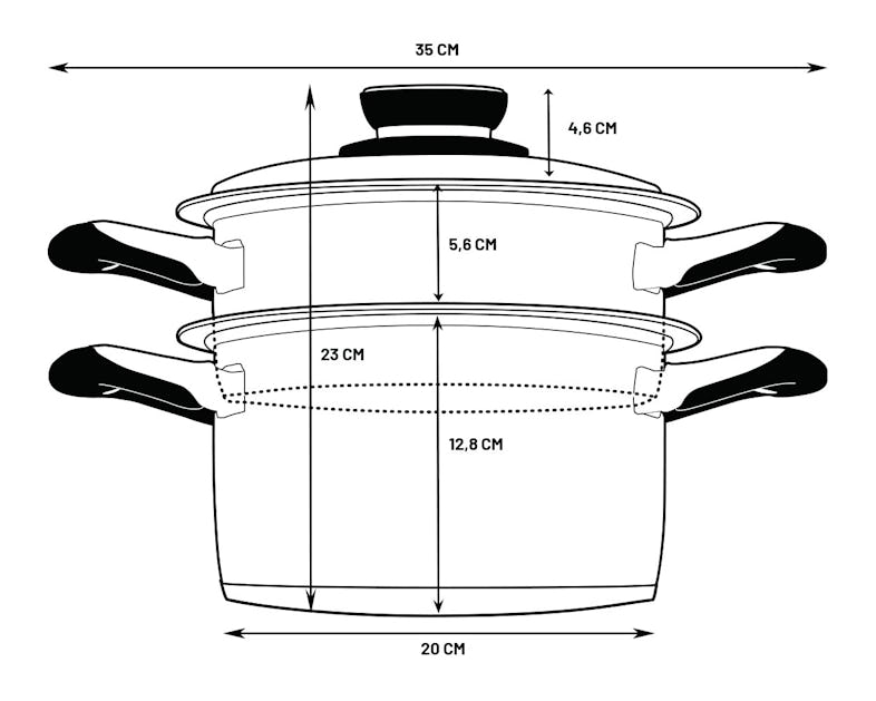 ECOVITAM – Cuiseur vapeur 3,8L Inox 18/10 – Diamètre 20cm – Tous