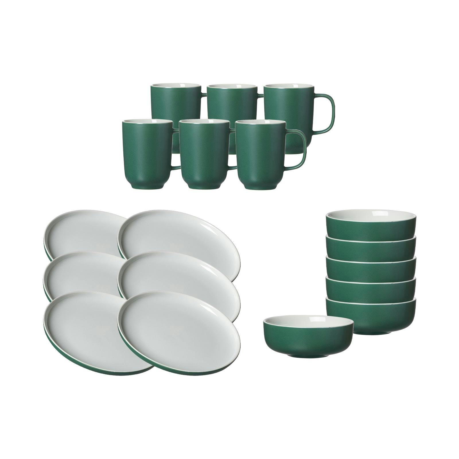 Ritzenhoff & Breker Jasper Service De Petit-déjeuner Pour 6 Personnes, Gris, Bol à Céréales 14 Cm, Assiette à Petit-déjeuner 19 Cm, Vaisselle Au Toucher Doux Et Vernis Mat Coloré