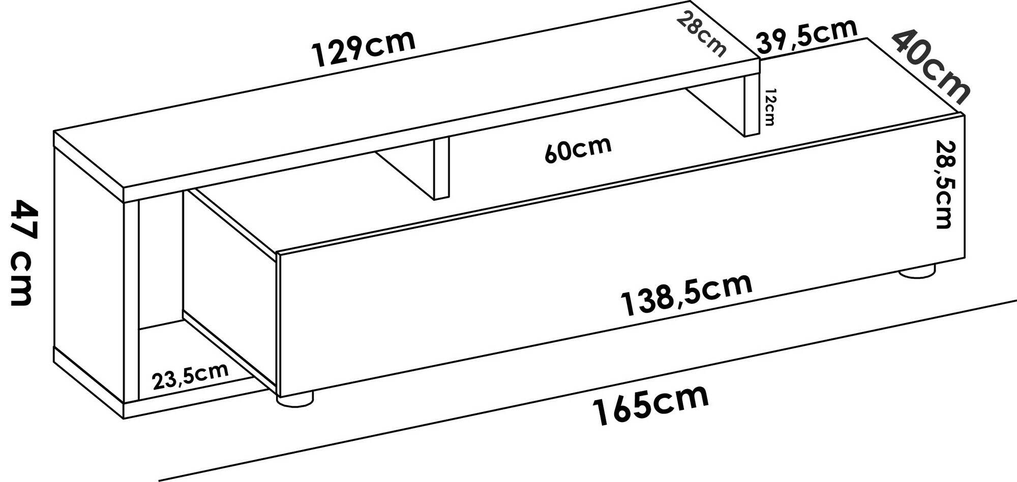 Dmora Mobile porta TV Maiella, Credenza bassa da soggiorno, Madia da  salotto per televisione, 165x40h47 cm, Rovere Nodi e Antracite