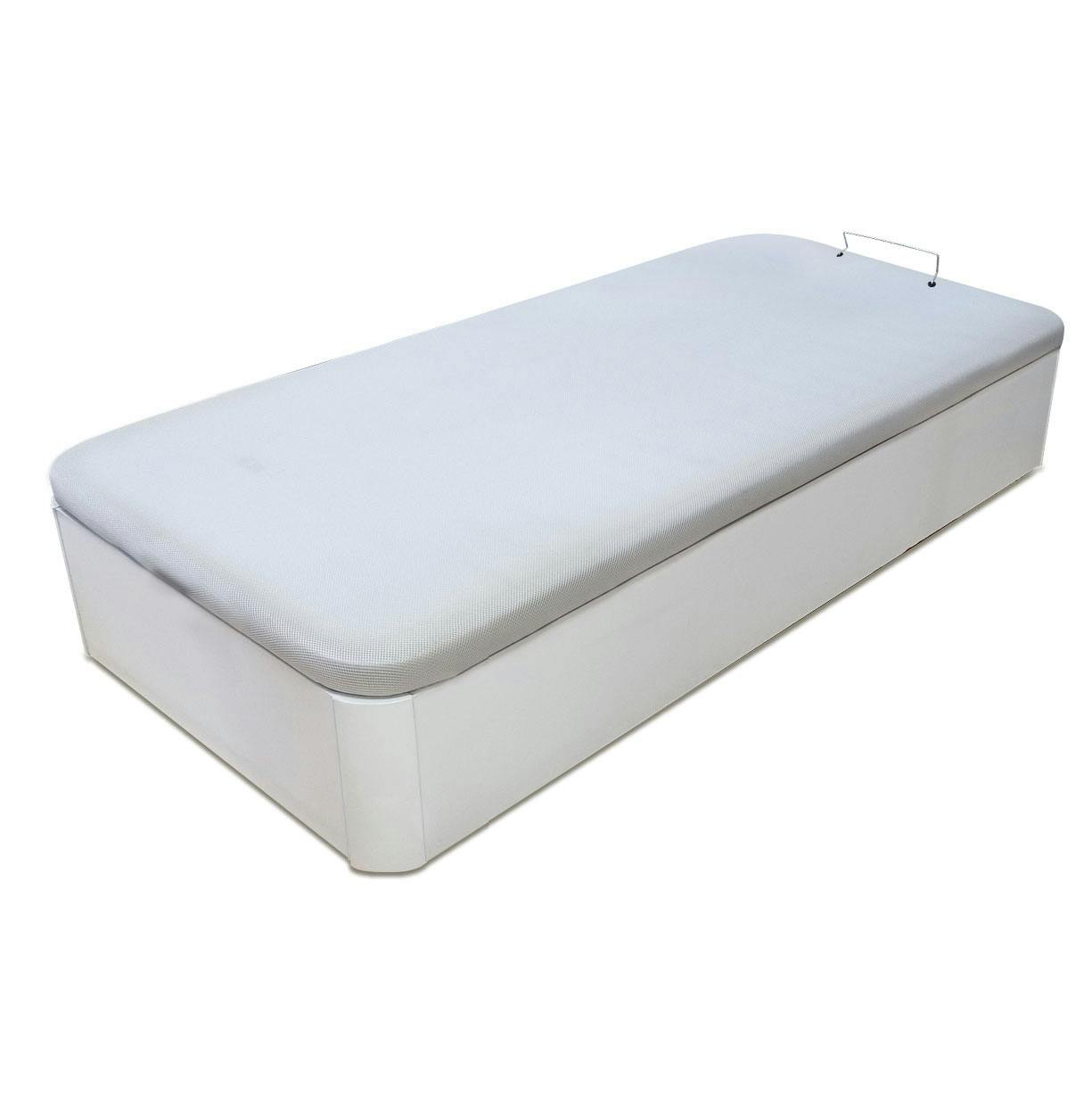 Canapé abatible madera TUKMA HÉRCULES 150X190 cm. Blanco - Esquinas  reforzadas con 30 cm. de altura - Tapa blanca