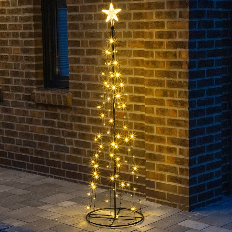 LED Lichterbaum mit Stern Weihnachtsbaum 1,2m 70 LED für Außen Garten  Terrasse