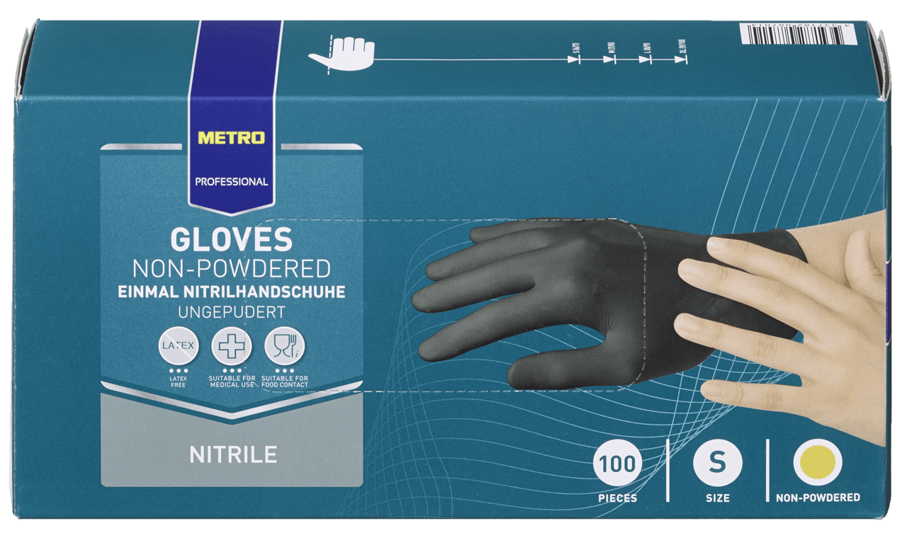 massa drempel markering METRO Professional nitril handschoenen, zwart, ongepoederd, maat S, 100  stuks | MAKRO Webshop
