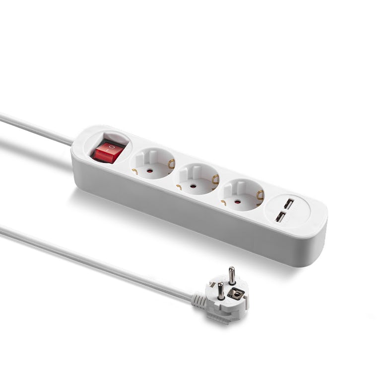 TROTEC Steckdosenleiste PVH3 mit 2 USB-Ladebuchsen, Langes 1,5 m Kabel