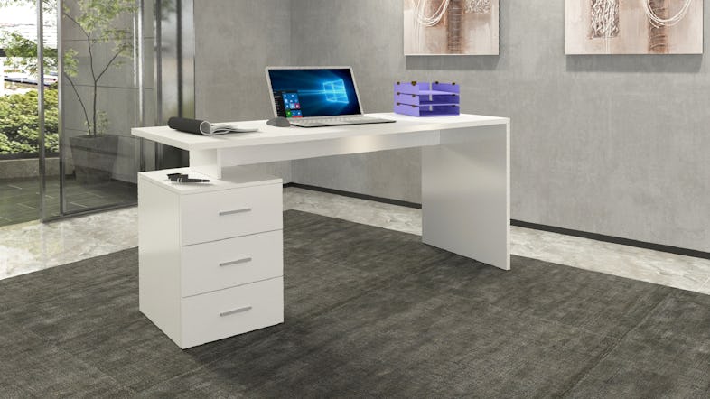 Web Furniture NEW SELINA Scrivania 160cm bianco lucido
