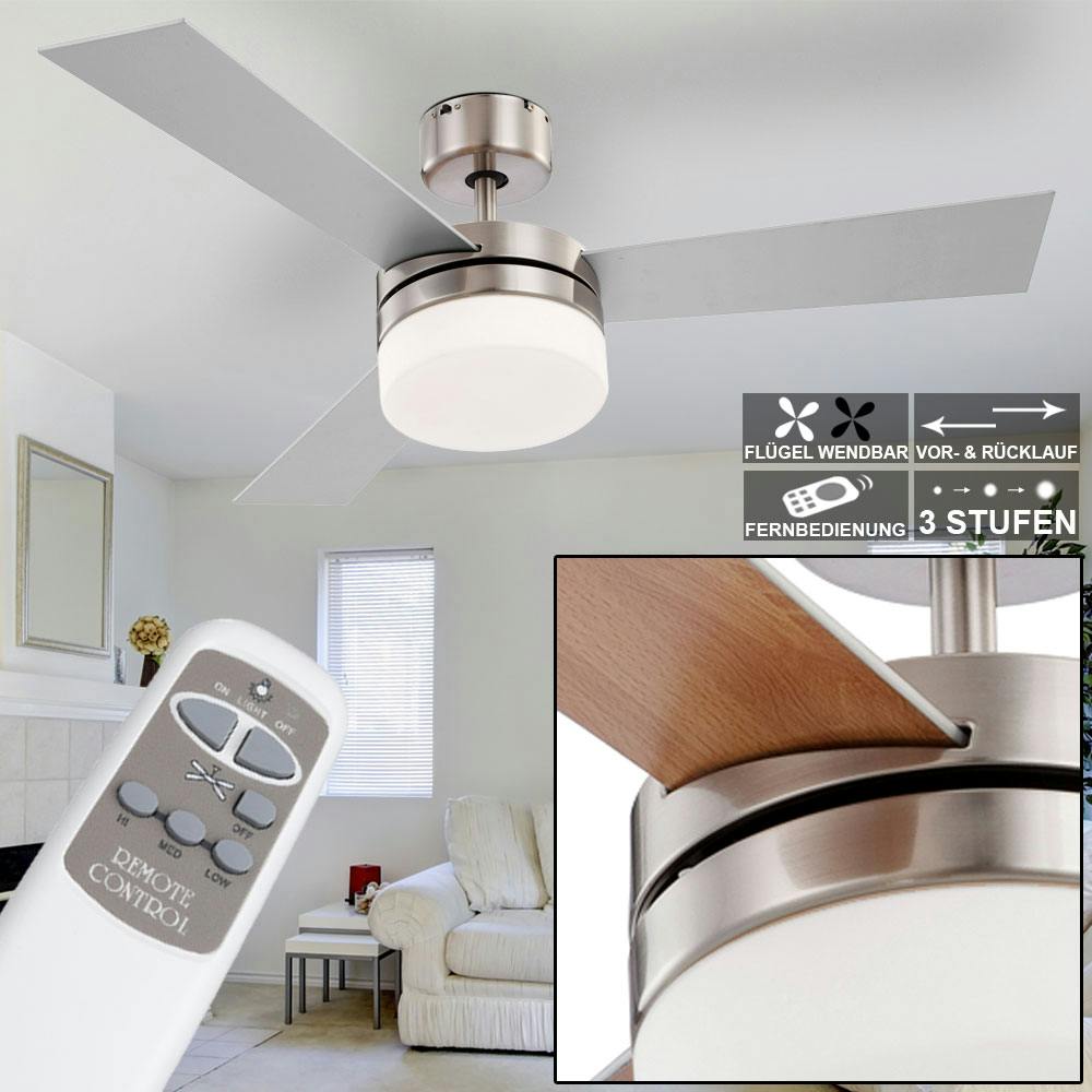 LED Decken Ventilator Vor-Rücklauf Glas Raum Kühler Lüfter Lampe Flügel MDF CCT 