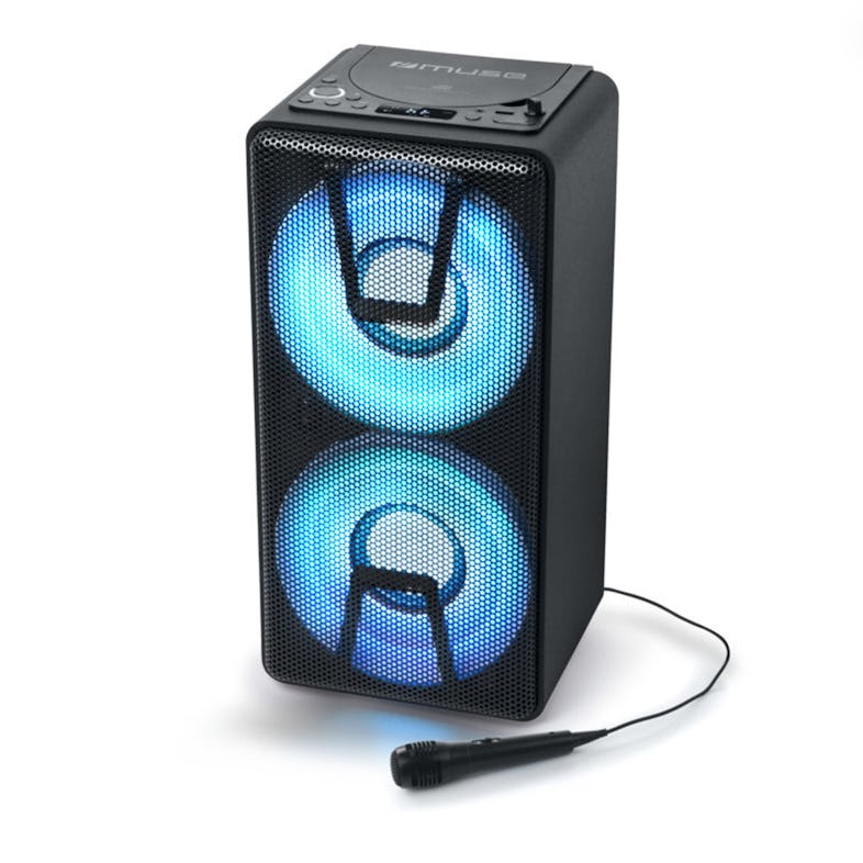 Enceinte autonome à LED Party box portable avec lecteur CD + Micro -  FM/BT/CD/AUX/USB - 300W
