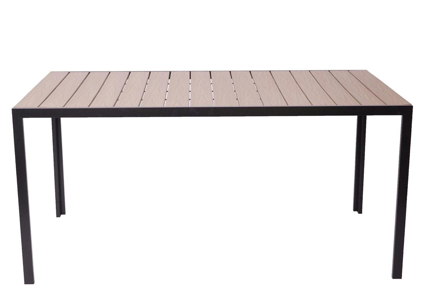 Gartentisch HWC-F90, Tisch Bistrotisch, WPC-Tischplatte ~ METRO | 160x90cm Marktplatz hellbraun