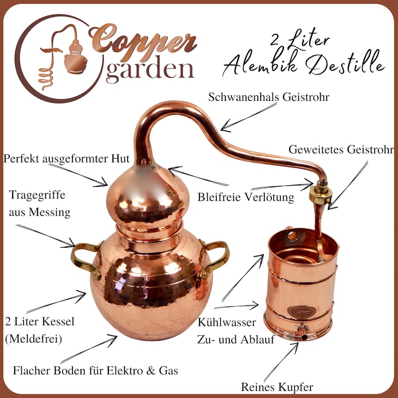 CopperGarden® Destille EASY SUNSHINE XL 2 Liter | without thermometer