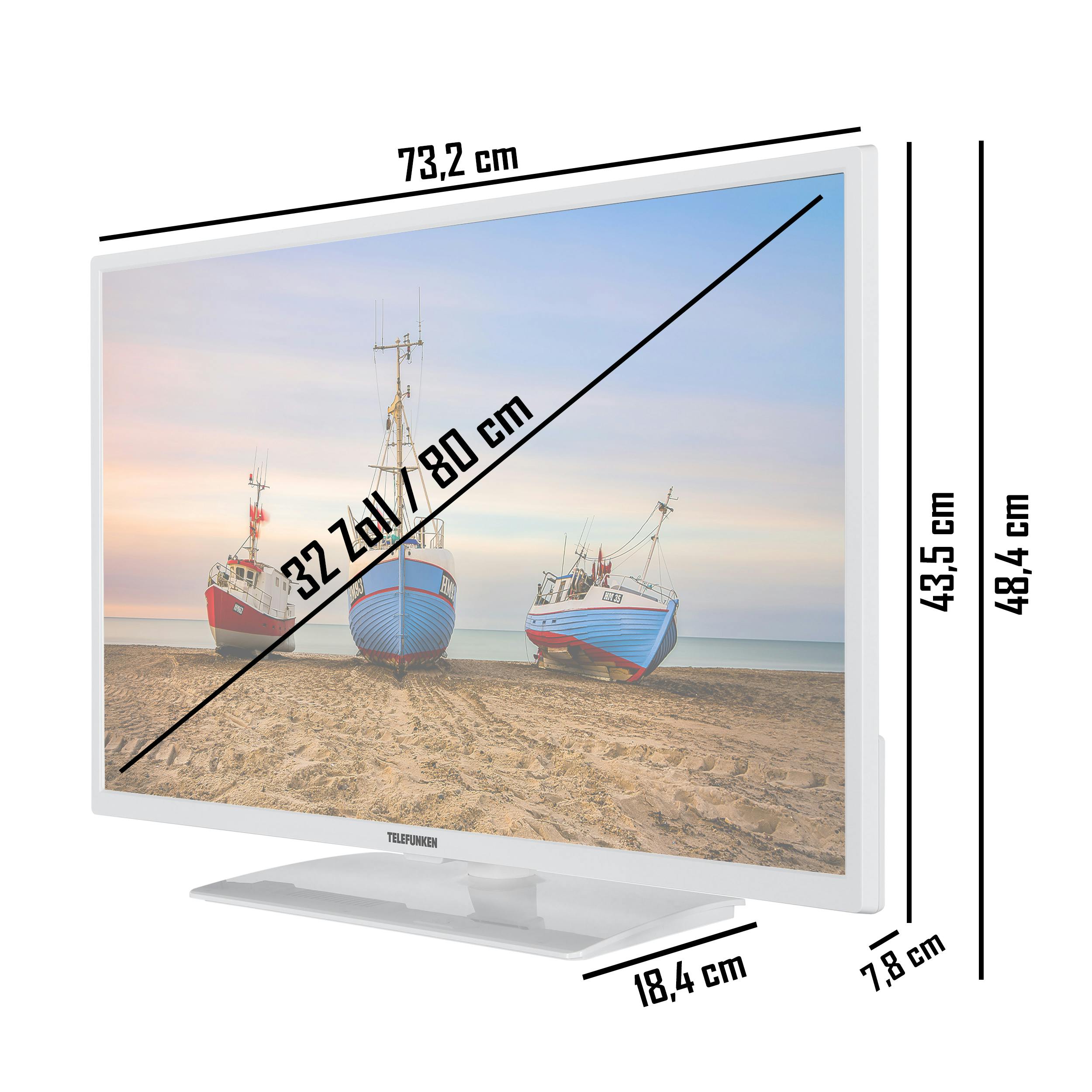 [2023] Fernseher HD, | Zoll (Full Triple-Tuner) Marktplatz TELEFUNKEN weiß 32 METRO XF32N550M-W