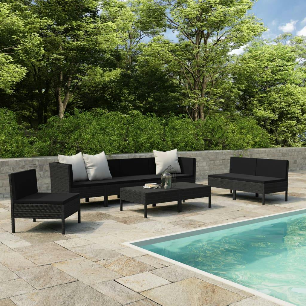 vidaXL 9tlg. GartenLoungeSet mit Auflagen Poly Rattan