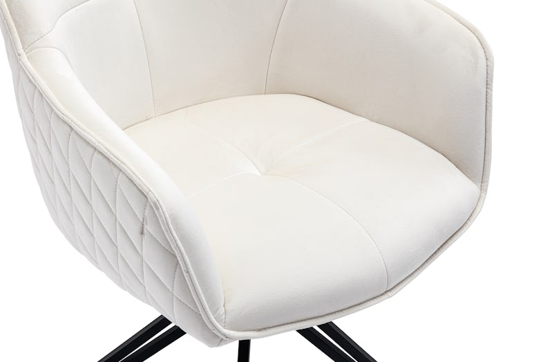 SalesFever Armlehnstuhl mit 360° Drehfunktion | Wabensteppung | Bezug Samt  | Stuhlbeine Metall | B 59 x T 60 x H 83 cm | beige – schwarz | METRO  Marktplatz | Stühle
