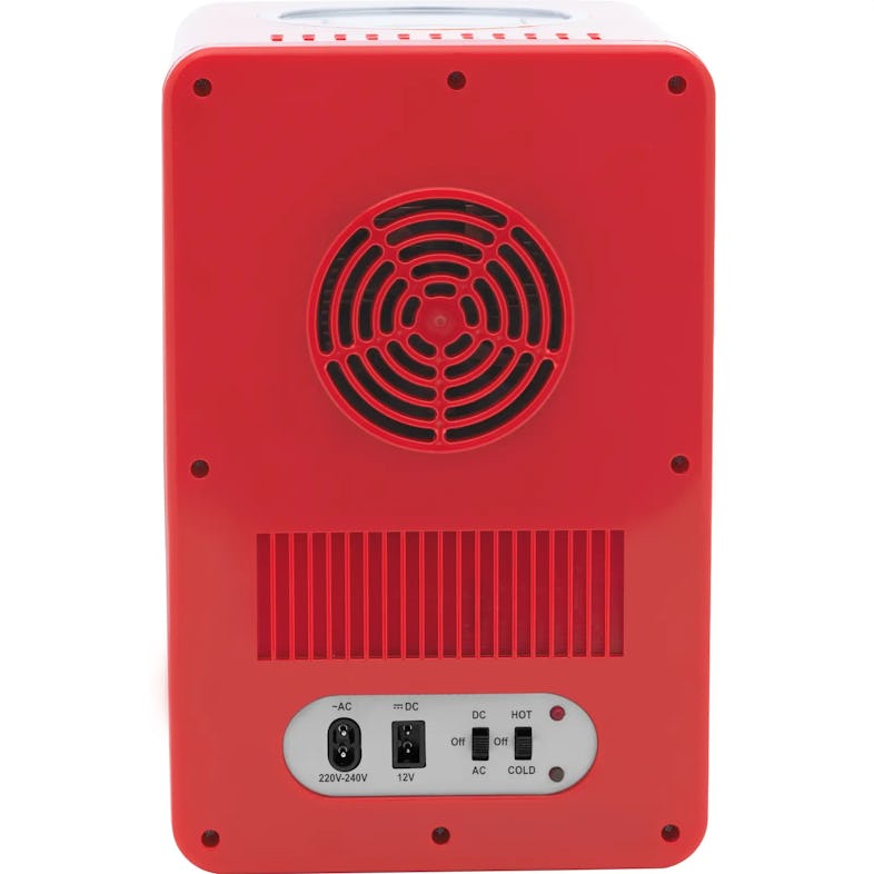 MSW Mini-Kühlschrank 12 V / 230 V - 2-in-1-Gerät mit Warmhaltefunktion - 6  L - Rot/silbern
