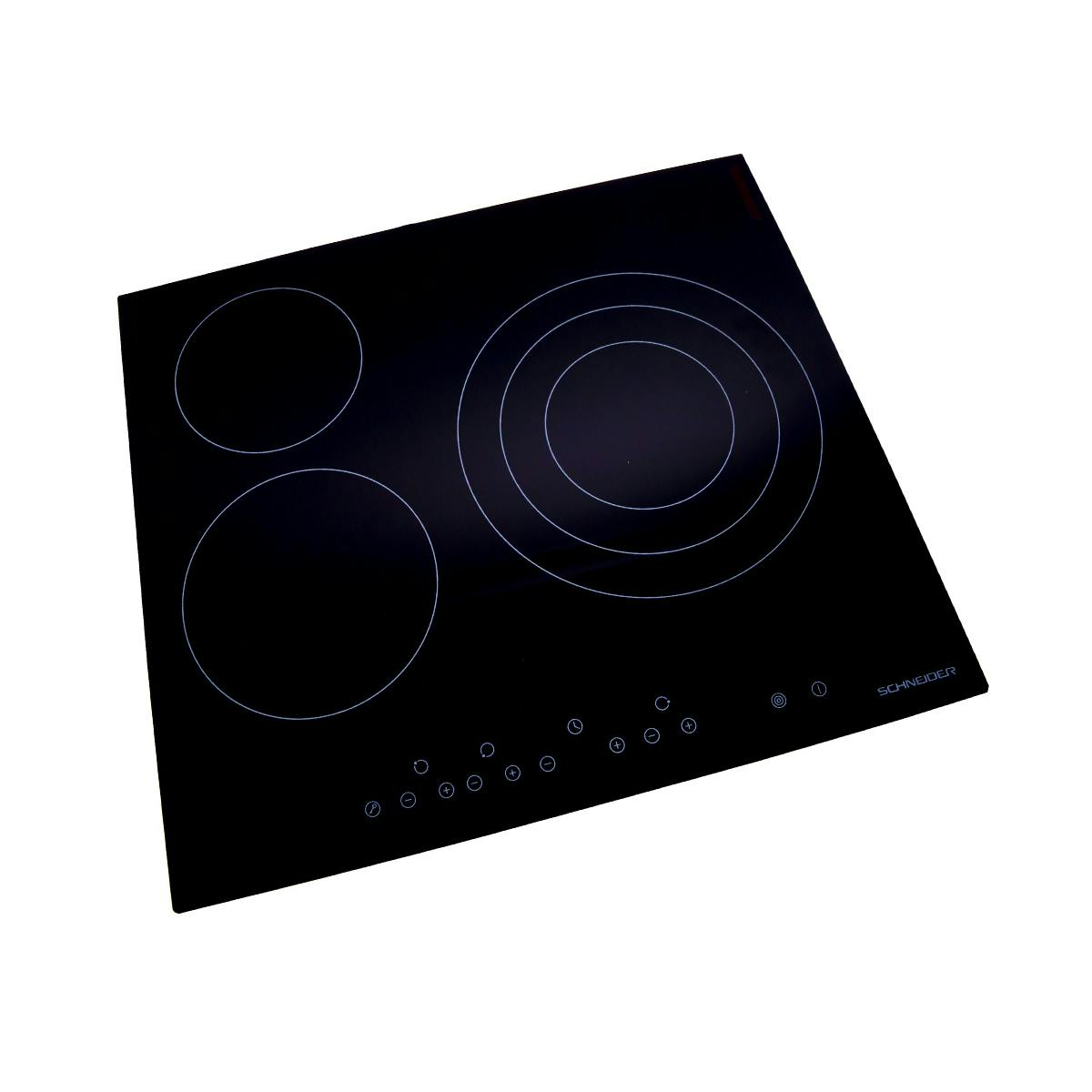 SCHNEIDER Placa vitroceramica, 3 zonas de cocción, 60 cm, 5700W, Control  Táctil, Temporizador, Negro (60 CM - NUEVA VERSION) : : Grandes  electrodomésticos