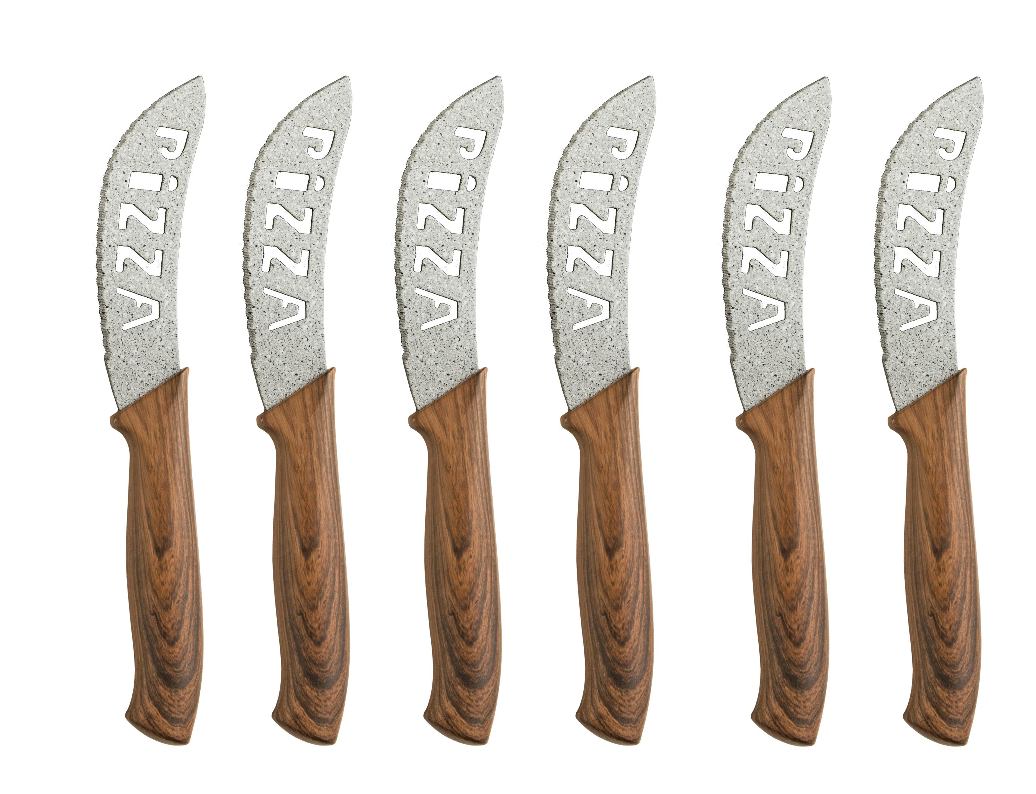 Casa Collection set 6 coltelli per pizza con lama effetto marmo e manico  simil legno