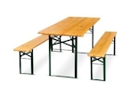 METRO Professional Conjunto mesa y bancos para picnic, acero/ madera de pino FSC, 224 x 72 x 78 cm, marrón/ verde