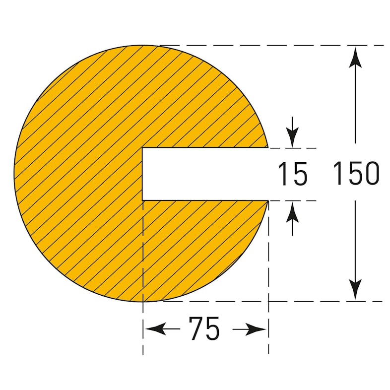 PROREGAL Prall- & Profilschutz aus hochwertigem EVAC-Schaum, Geeignet für  den Innenbereich, LxØ 100x15cm, Nut Breite 15mm, Schwarz-Gelb