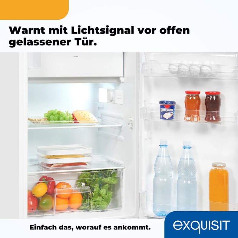 Exquisit Einbaukühlschrank mit Gefrierfach, 118 Liter Nutzinhalt, Einbaukühlschrank 88cm, Einbaugerät, 4-Sterne-Gefrierfach, EKS5131-4-E-040E weiss | METRO Exquisit Einbaukühlschrank mit Gefrierfach, 118 Liter Nutzinhalt, Einbaukühlschrank 88cm, Einbaugerät, 4-Sterne-Gefrierfach, EKS5131-4-E-040E weiss | METRO