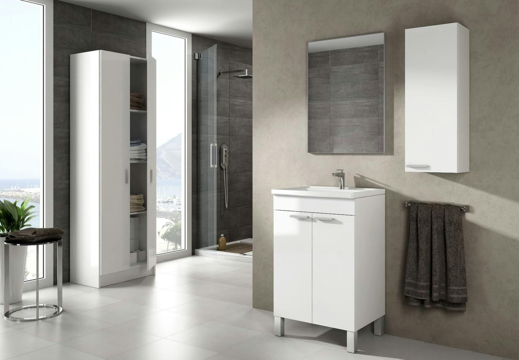 Dmora Colonna bagno Torrance, Mobile a colonna per bagno a 1 anta, Armadio  pensile sospeso con 1 ripiano, 30x25h85 cm, Bianco lucido