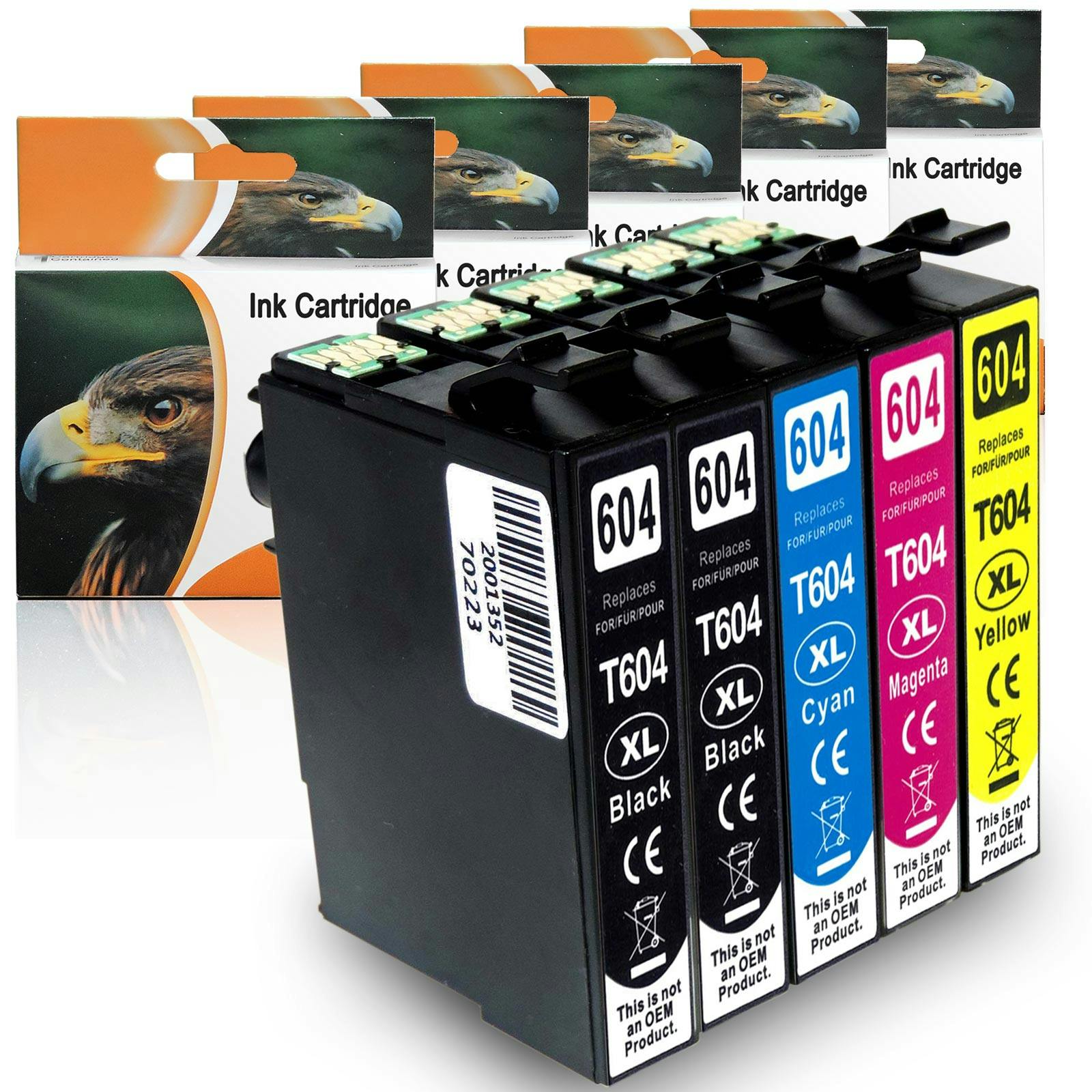 METRO Gelb | Cyan, und Marktplatz 604XL, Epson Kompatibel Druckerpatronen Schwarz 2x Set je 1x Tinte D&C von Magenta 5er und C13T10H64010