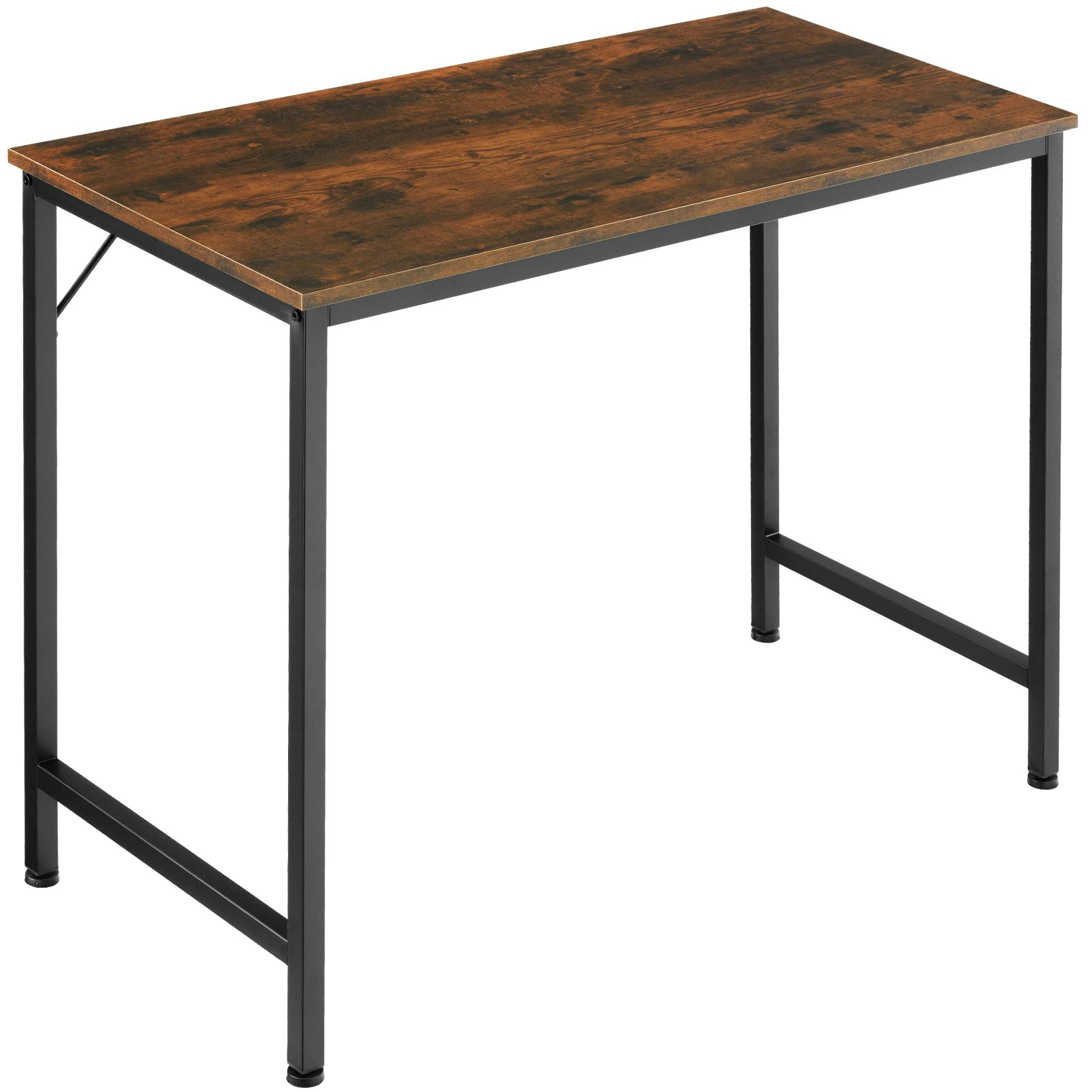 tectake Table de bureau Jenkins - Bois foncé industriel, rustique, 80 cm  -404457