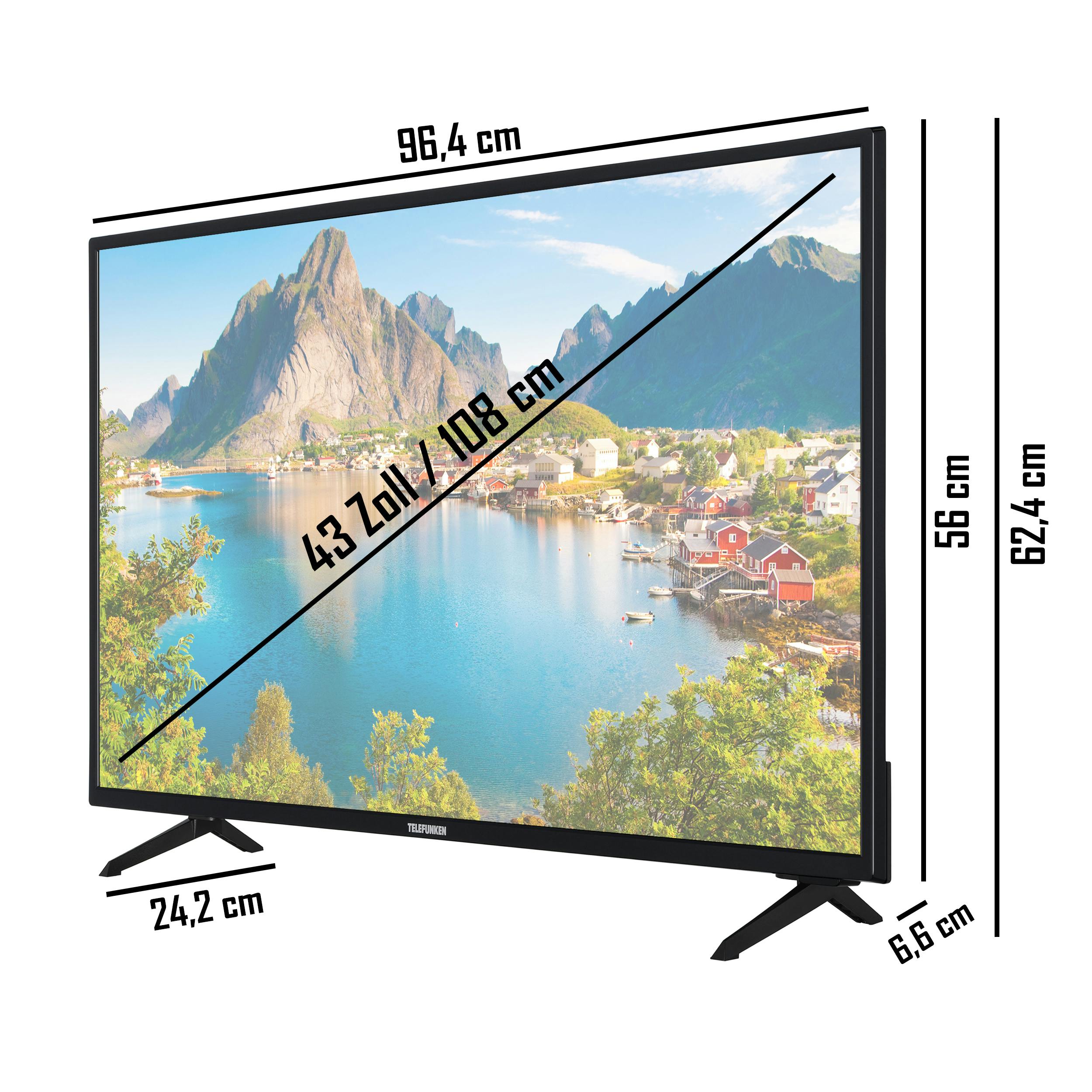 XU43SN550S | (4K Monate 6 Inkl. Ultra 43 HDR, TV TELEFUNKEN METRO Triple-Tuner) Marktplatz HD, [2023] Fernseher/Smart HD+ - Zoll