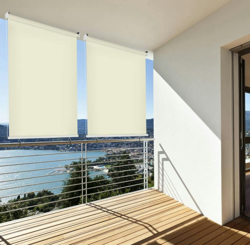 Sonnenschutz Rollo Aussenrollo Sichtschutz Balkon creme 100x230cm