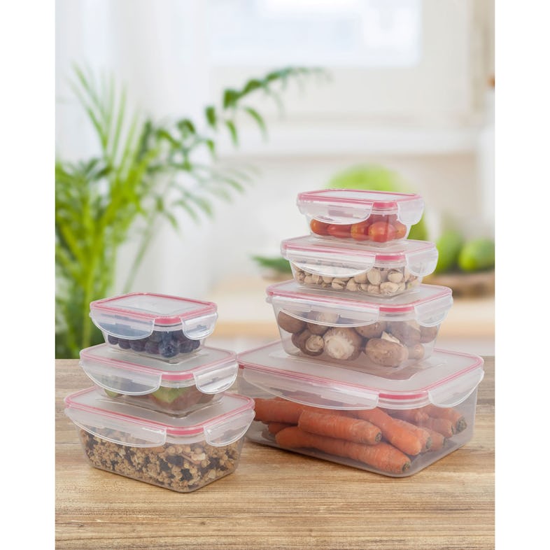 Set 3 contenitori per alimenti cibo in plastica con coperchio