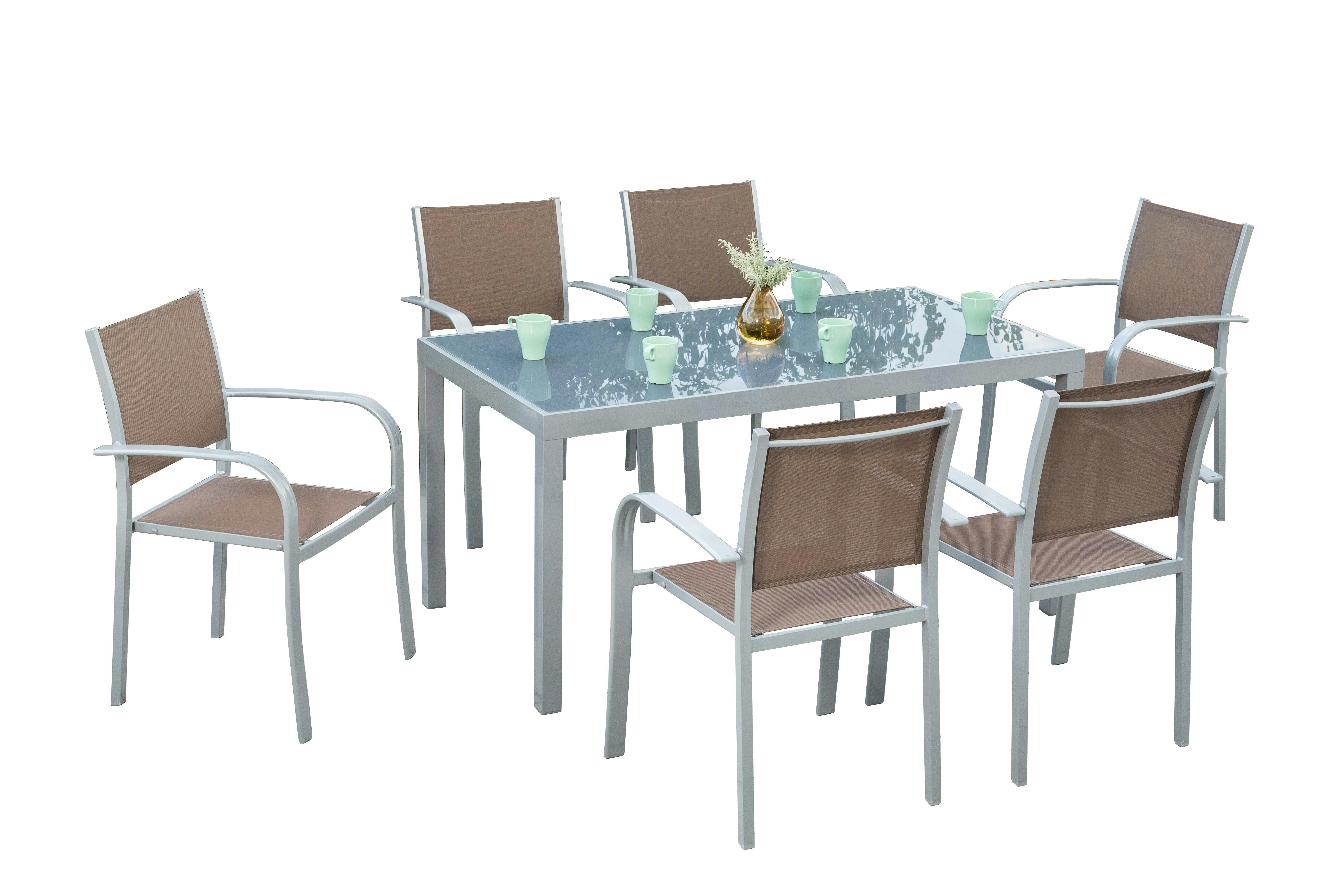 Merxx Ostia Set 7tlg., 6 Stapelsessel, 1 Tisch 150 X 90 Cm, Aluminium ...